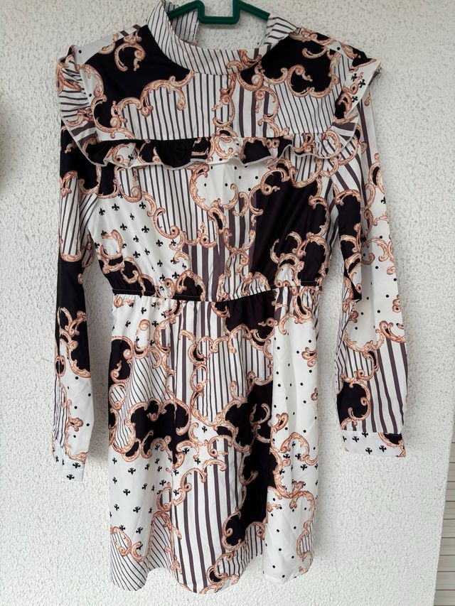 Vestido estampado barroco manga larga