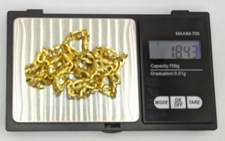 Cadena Barbada Doble de oro 18k, 18.43 g, 45 cm.