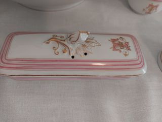 Juego Tocador Antiguo Porcelana Rosa