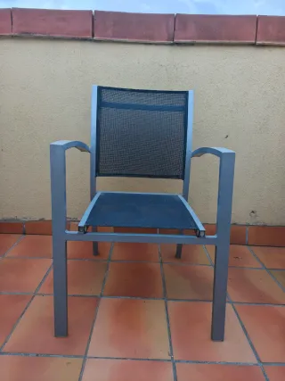 Mesa y 4 Sillas Exterior Cristal y Metal aluminio