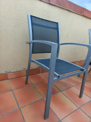 Mesa y 4 Sillas Exterior Cristal y Metal aluminio