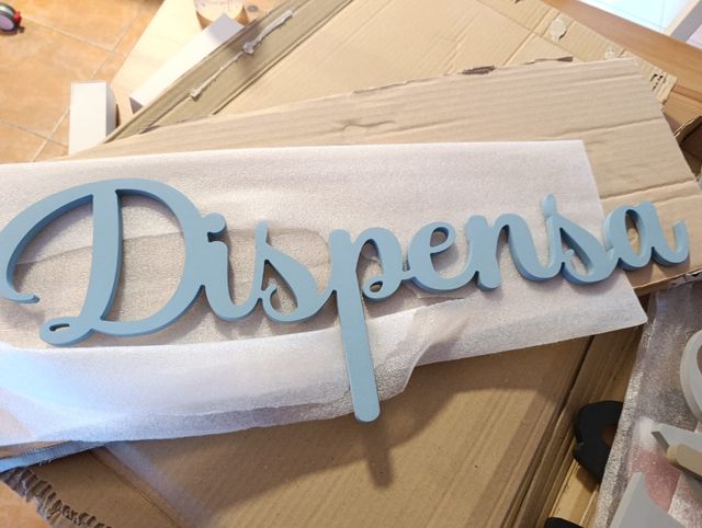 Cartel letras madera azul