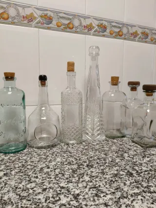 Lote Botellas Decorativas Cristal