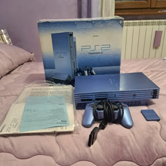 Playstation 2 Aqua Azzurra con Scatola e Manuali