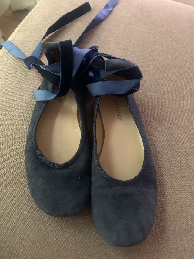 Bailarinas azul marino con lazo T.33