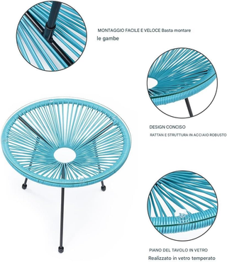 Set Conversazione Arredo Giardino Freddy in Polyra