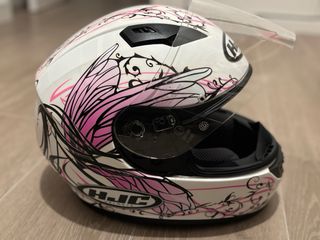 Casco Integral HJC Blanco y Rosa NAVIYA
