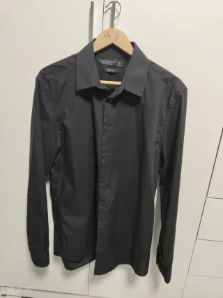 Camisa Negra Slim Fit Talla L Hombre