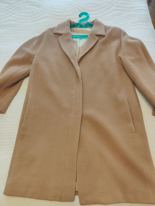 Abrigo corto señora beige de lana