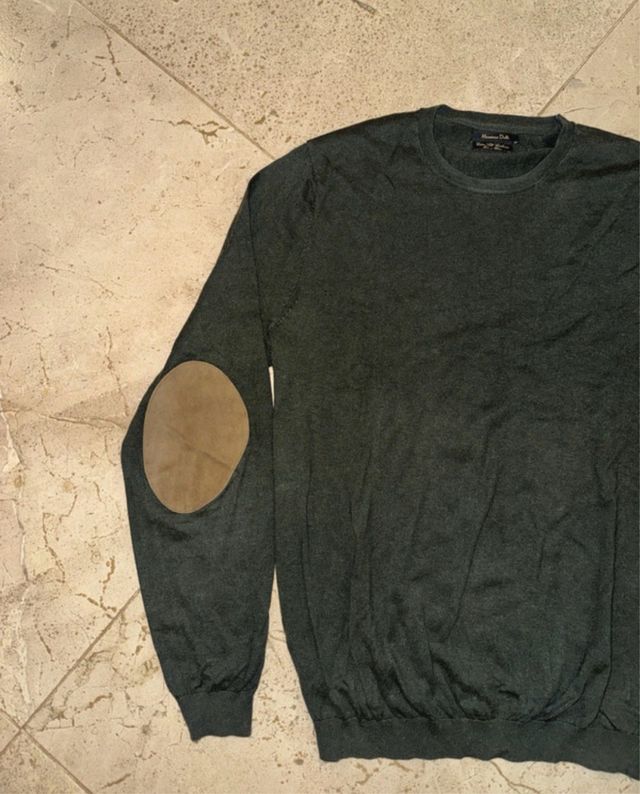 Jersey Massimo Dutti Verde Oliva con Parches