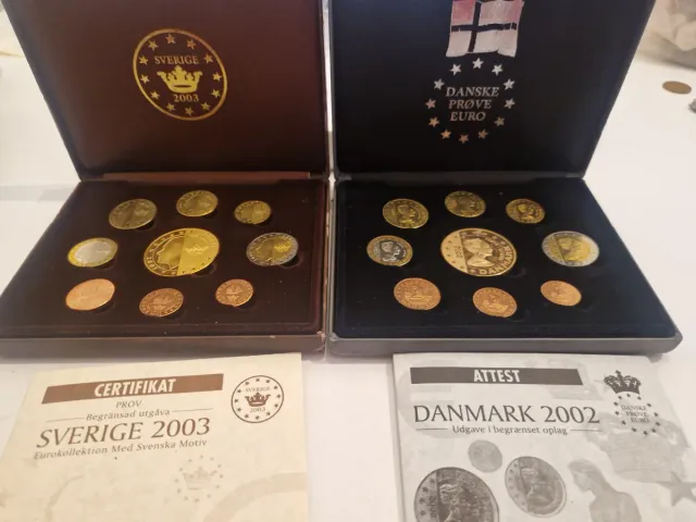 Set Monete Prova Svezia Danimarca 2002-2003