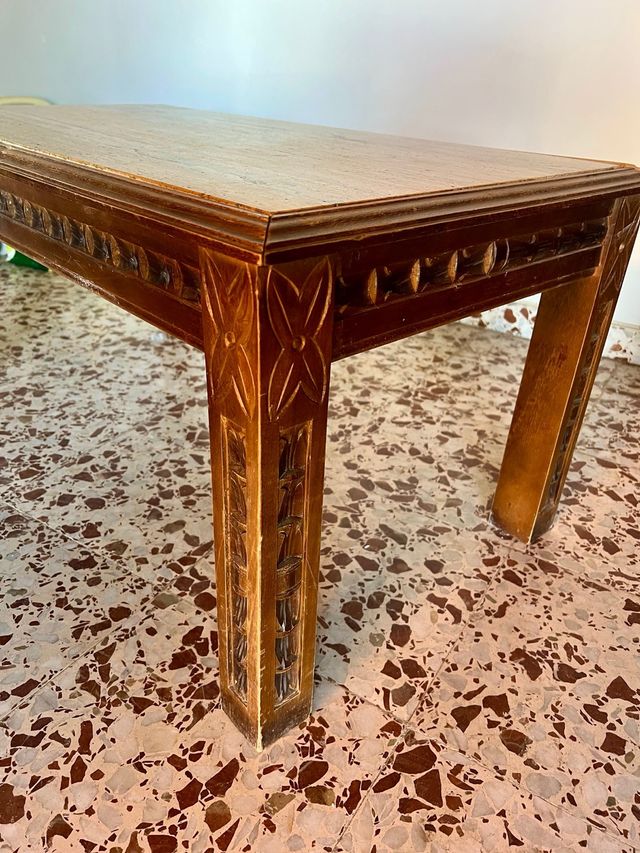 Mesa centro vintage mármol y madera