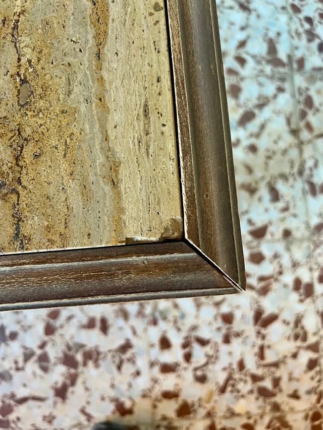 Mesa centro vintage mármol y madera