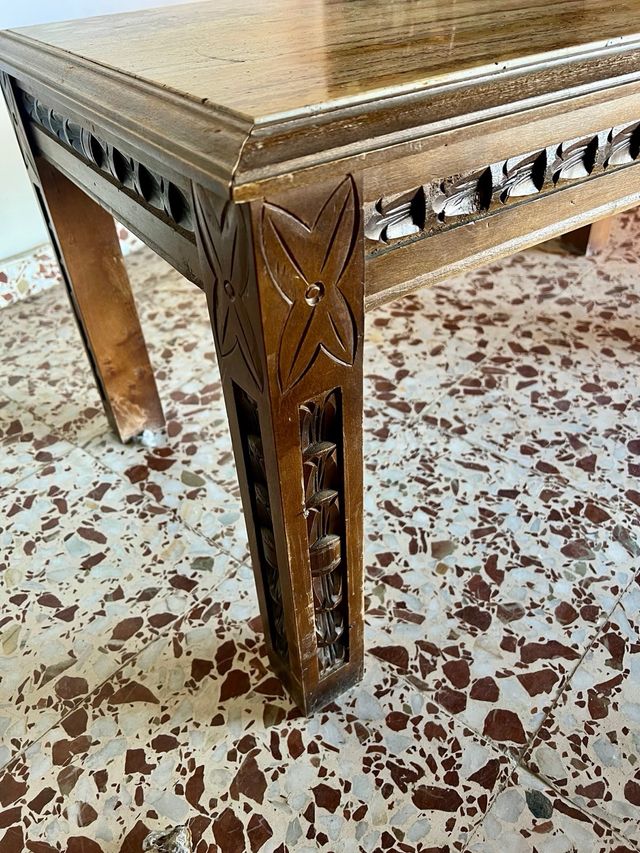 Mesa centro vintage mármol y madera