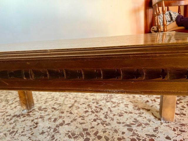 Mesa centro vintage mármol y madera