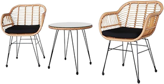 Set 3 Pezzi Arredo Giardino in Rattan con Tavolino