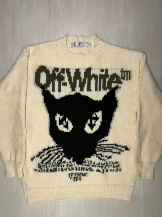 Maglione Off-White Gatto Nero Beige