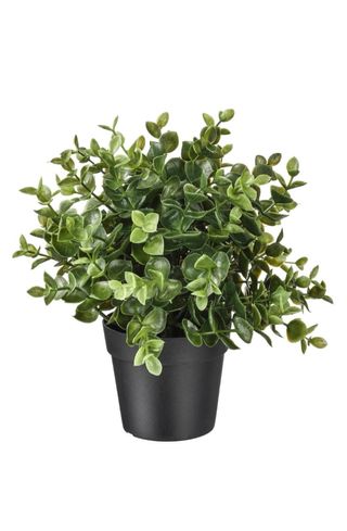 Planta artificial decorativa en maceta negra