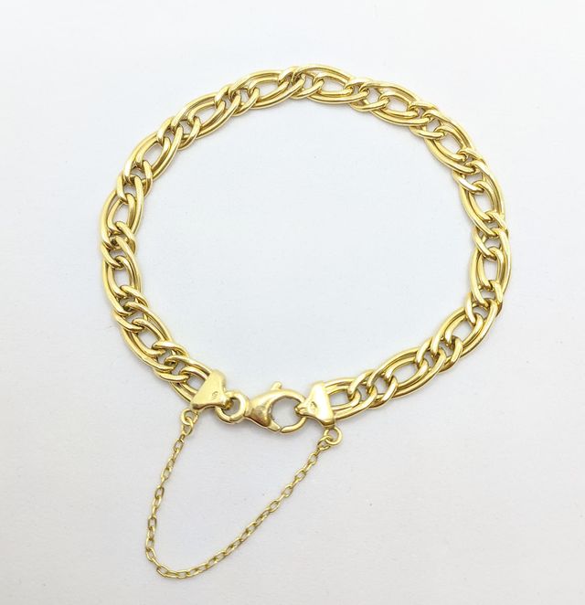 Pulsera Barbada Doble de oro 18k, 9.19 g, 19 cm.
