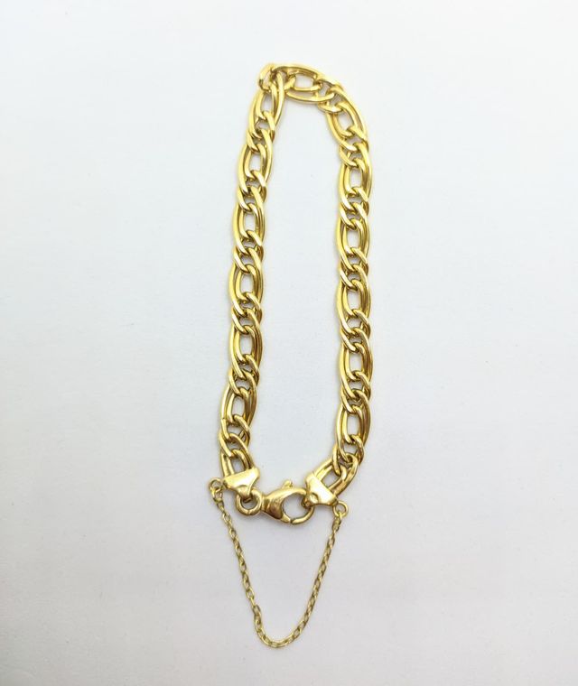 Pulsera Barbada Doble de oro 18k, 9.19 g, 19 cm.