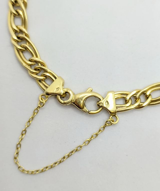 Pulsera Barbada Doble de oro 18k, 9.19 g, 19 cm.