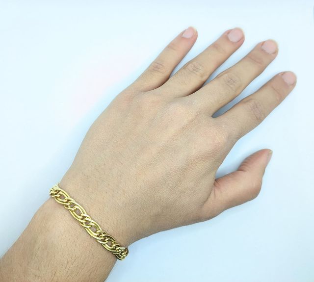 Pulsera Barbada Doble de oro 18k, 9.19 g, 19 cm.