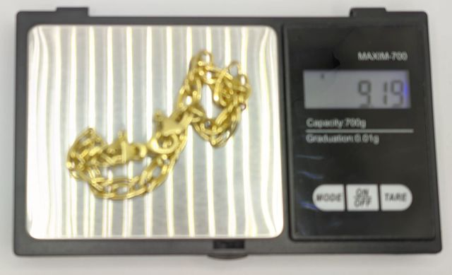 Pulsera Barbada Doble de oro 18k, 9.19 g, 19 cm.