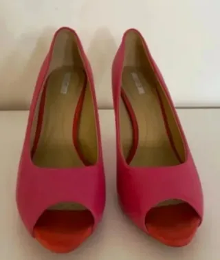 Zapatos Peep Toe Geox Tacon Rosa y Rojo