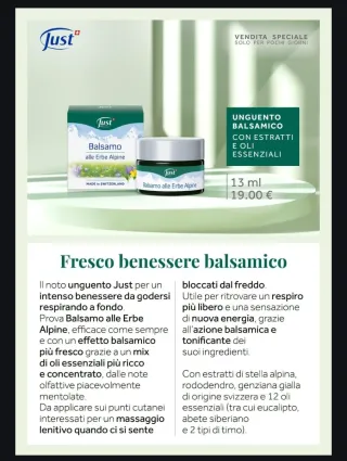 Unguento Balsamico Just Erbe Alpine