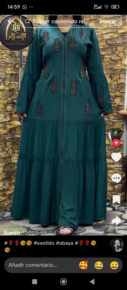 Abaya Vestido Verde con Detalles Dorados