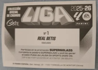 Cromo REAL BETIS Liga 25/26