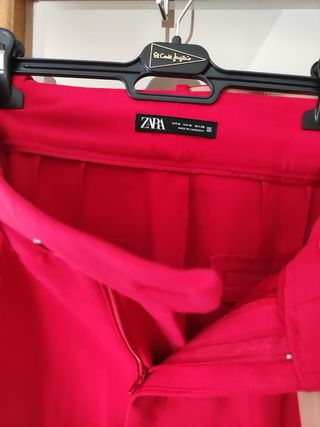 Pantalón Zara Rojo Elegante Cinturón