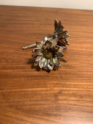 Soprammobile fiore metallo oro argento