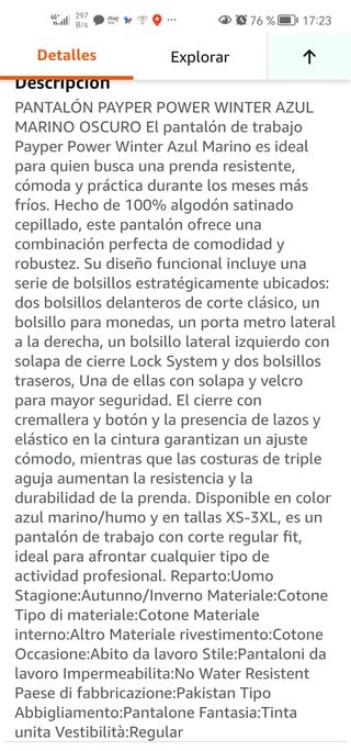 Pantalón Trabajo PAYPER POWER TIME Azul Marino XL