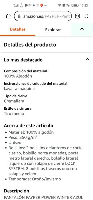 Pantalón Trabajo PAYPER POWER TIME Azul Marino XL
