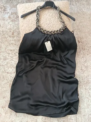 Vestido de fiesta DORADO negro y gris