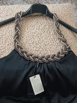 Vestido de fiesta DORADO negro y gris