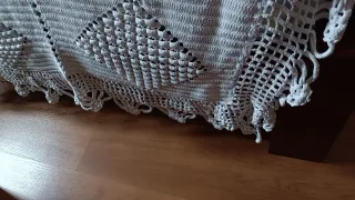 Coberta de Renda feita a mão Bege/Branca para cama