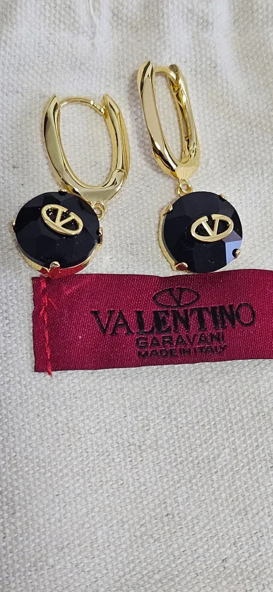 Pendientes Valentino Aro Negro y Dorado