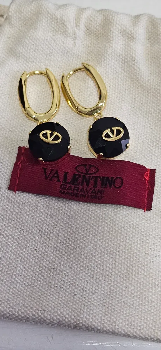 Pendientes Valentino Aro Negro y Dorado