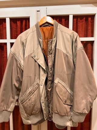Chaqueta Bomber Vintage Marrón Beige