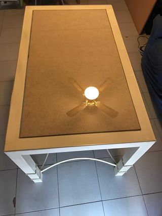 Mesa de forja con tapa de cristal