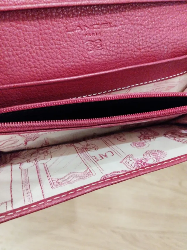 Monedero Lancel Paris Piel Rojo/Rosa
