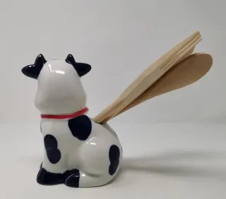 Portautensili Mucca Ceramica e Legno