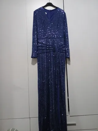 Vestido lentejuelas y flecos dorado negro