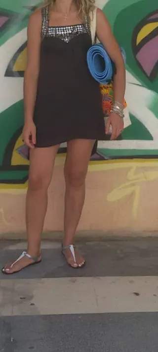 Vestido de playa blanco y rosa 38-40