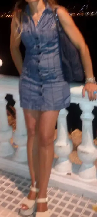 Vestido de playa blanco y rosa 38-40