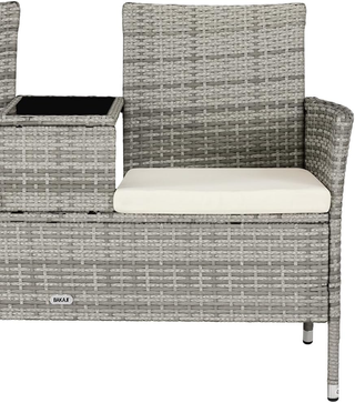 Panchina da Giardino in Polyrattan con Tavolo Inte