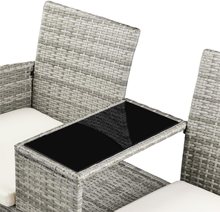 Panchina da Giardino in Polyrattan con Tavolo Inte