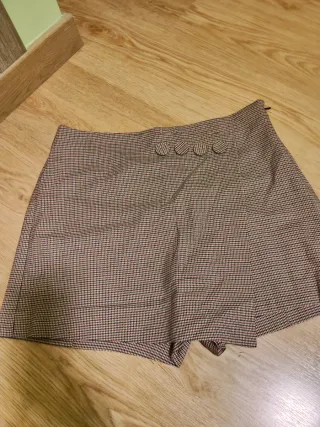 Falda pantalón cuadros marrón